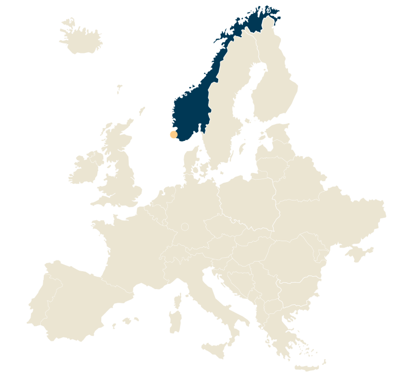 Europakort som viser, at man i 1993 kun kunne handle SKAGENs fonde i Norge.