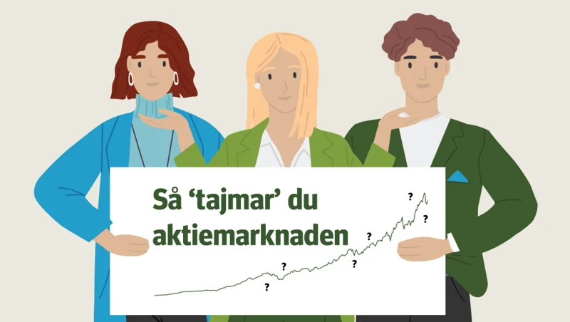 En illustration på tre personer som håller upp en skylt. 