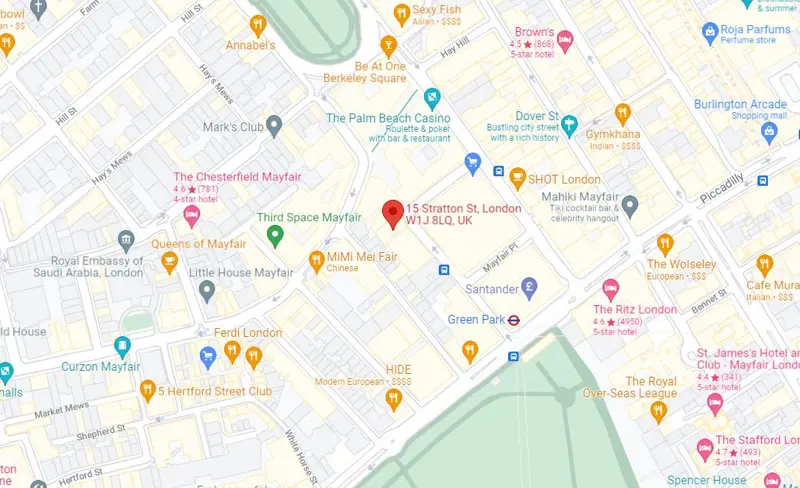 Map showing the Storebrand London office