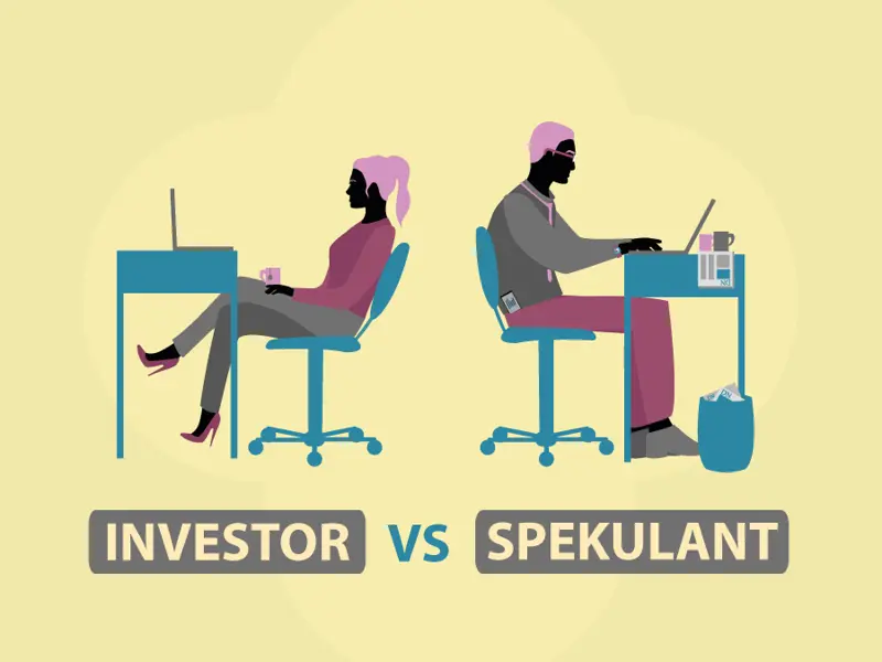 Grafikk viser en avslappende investor og en mer frempå spekulant.