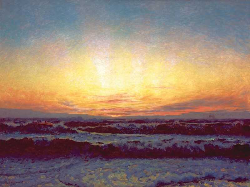 Maleri af solnedgang